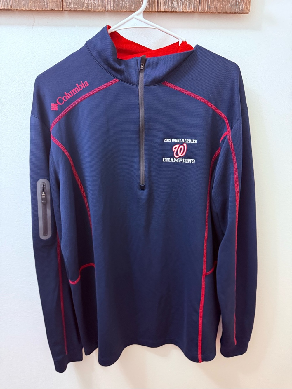 Columbia Navy & Red Washington Nationals 2019 World Series Champions Quarter-Zip